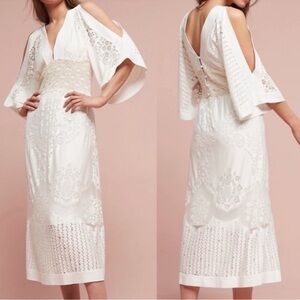 Elegant Cream Lace Farm Rio Anthropologie Dress